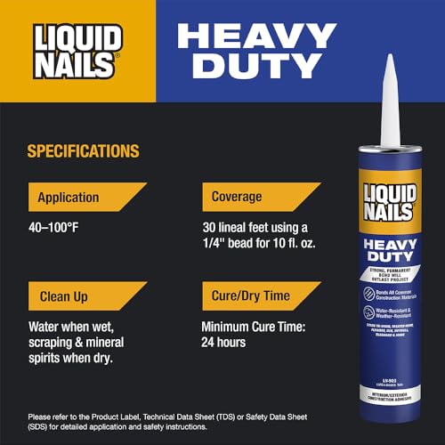 Liquid Nails 10 oz Heavy Duty Construction Adhesive - color: Tan, size: 10 Ounce, style: Heavy Duty