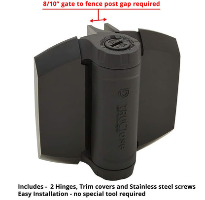 D&D TCHD1L2S3BTS TruClose Heavy Duty Gate Hinge Gates, Black, 2 pcs