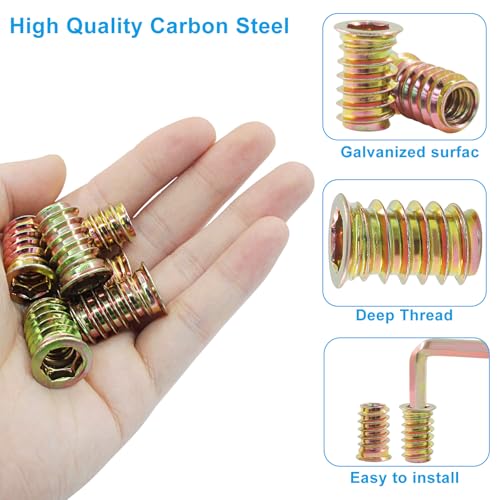 20 Pcs 3/8"-16x 25mm Threaded Inserts for Wood - size: 3/8"-16x 25mm