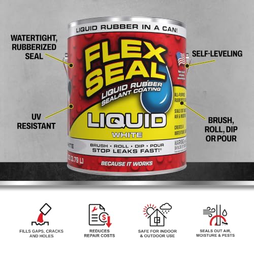 Flex Seal Liquid Rubber Sealant Coating, Waterproof, White, 128 oz - color: White, size: 128 oz
