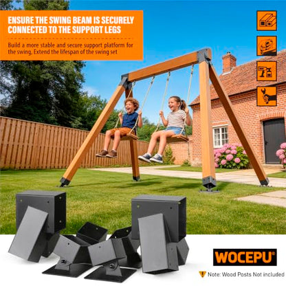 4pcs Heavy Duty Swing Adjustable Bottom Brackets, 2pcs Top Brackets（Black） - color: Black, size: Complete Set(2A-Frame+4Base)