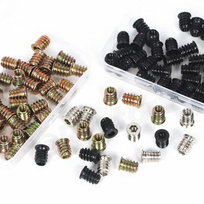 50Pcs M6x15mm Yellow Zinc Threaded Insert Nuts Assortment Kit Metric Hex Socket Drive Metal Bolt Wood Inserts Bolt Nut Insert for Wood Products Furniture - style: yellow zinc 6x15MM threaded inserts nuts