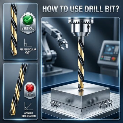 29Pcs Cobalt Drill Bit Set, 135 Degree Tip High Speed Steel with Black and Gold Finish, Stainless Steel, Plastic and Wood with Indexed Round Case 1/16"-1/2" - color: 4341-29Pcs