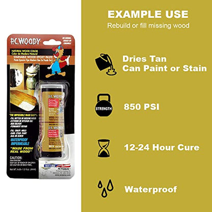 PC Products Wood Repair Epoxy Paste and Wood Hardener Kit, PC-Woody 6 oz and PC-Rot Terminator 3.5 oz, Tan, 6 oz Woody & 3.5 oz Rot Terminator Kit (03060) - size: 6 oz Woody & 3.5 oz Rot Terminator Kit