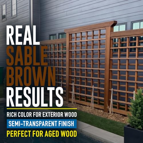 Wood Defender Semi-Transparent Fence Stain and Seal, Sable Brown, 1-Gallon - color: Sable Brown, size: 1 Gallon