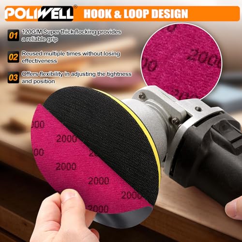 POLIWELL Sanding Discs 6 Inch 2000 Grit 20 Pack Hook & Loop - style: 2000 Grit