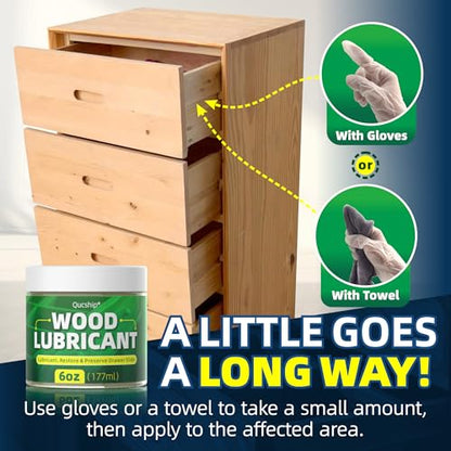 Wood Wax, 6 oz Paste Wax, Smooths Sticking Drawers and Doors