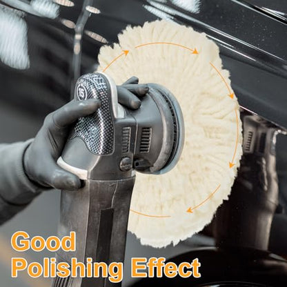Tallew 6 Pcs Wool Buffing Pads Hook Loop for Drill Polisher, 8 Inch - size: 8 Inch