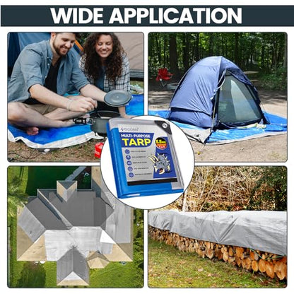 TICONN Heavy Duty Tarp Cover, Extra Thick Tarps Waterproof Tear and Rip Proof UV Resistant Tarpaulin with Reinforced Grommets and Edges (5.5 Mil, 12'x16') (Pack of 2) - color: Blue, size: 12'x16', 5.5 Mil (Pack of 2)