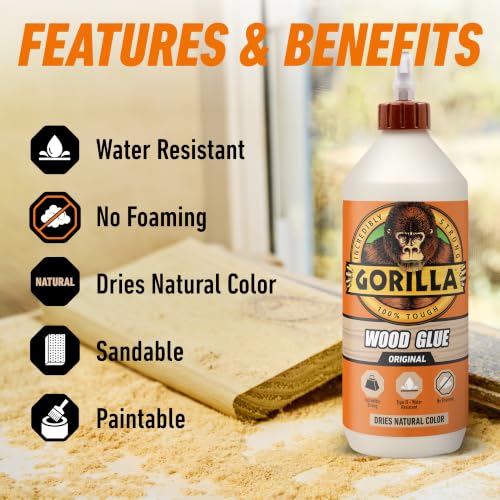 Gorilla Wood Glue, Natural Color, 36 oz Bottle - size: Bottle 36oz