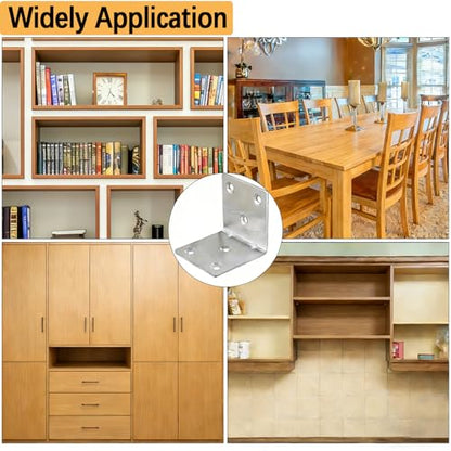 20 Pcs Metal L Brackets 1.5"x1.5"x1.5" Heavy Duty Corner Brace for Wood, 1.5 Inch 40 MM Wide Metal Right Angle Bracket L Shape 90 Degree Corner Brackets Furniture Wooden Frame Bed Bookshelf - size: 1.5 Inch