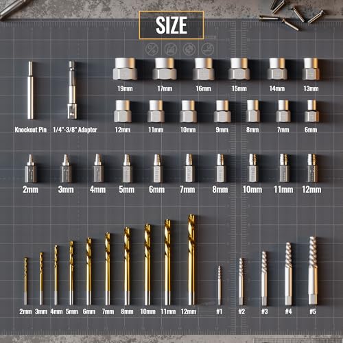 40PCS Metric Bolt & Screw Extractor Set and Left Hand Drill Bit Set - size: 40PCS