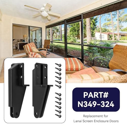 2 Pack N349-324 Screen Door Jamb Bracket for Door Closer Plastic Hardware Replacement Post Jamb Bracket for Screen/Storm Door Closer Bracket Repair Kit for Use with V1709 & V1346 Door Closers Black