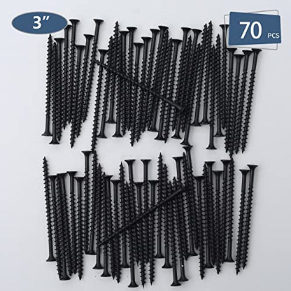 JEGONFRI 70PCS #8 × 3" Coarse Thread Black Drywall Screws, Wood Screws - size: #8 × 3"