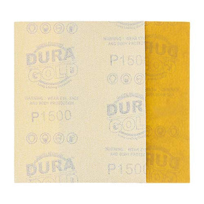 Dura-Gold Premium 1/4 Sheet Gold Sandpaper Sheets, 1500 Grit (Box of 20) - size: 1500-Grit