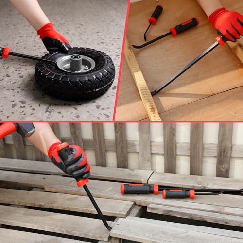 Rizom Pry Bar Set, 3-Piece Pry Bar with Strike Cap Handle, Angled Tip for Prying, Lifting and Pulling Objects - size: 8",12",17.5"