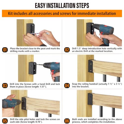 Deck Railing Connectors for 2"x4" (Actual 1.5"x3.5") Railing Wood Post (Parallel, 8pcs) - size: Parallel