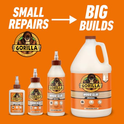 Gorilla Wood Glue, Water Resistant, Natural Color, 4 oz Bottle, 2-Pack - style: Original