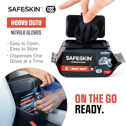 SAFESKIN Heavy Duty Nitrile Disposable Latex Free Gloves (40/160/1600 packs), Black Gloves for Food Prep, Cleaning, Mechanic - size: X-Large (Pack of 40), style: Pack of 40