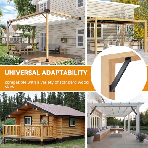 45 Degree Angle Support Bracket，Pergola Kit Heavy Duty Connectors，Wooden Post and Beam Angle Support Bracket is Suitable for Supporting pavilions, Cabins, terraces, Stairs (8-pcs) - size: 8-pcs