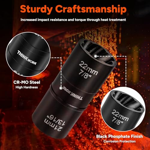 5-Piece Lug Nut Removal Tool, 1/2 Inch Drive Lug Nut Extractor Set - size: W6227-5-PCS