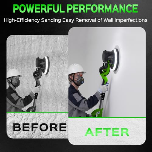 Drywall Sander, 8-Amp Drywall Sander with Vacuum Dust Collector,Light Green - color: Light Green