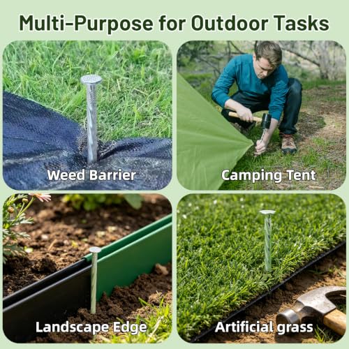 10 Inch Galvanized Landscape Spikes, Spiral Ground Stakes，50 Pack