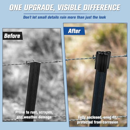 10PCS Safe T Shaped Post Caps,Black T-Post Safety Vinyl Fence Post Cap,Protector Cover for T Post End Protection