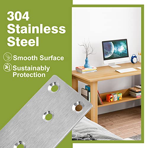 80 x 40 x 2mm Flat Mending Plate - Stainless Steel - Silver - 6Pcs - color: Silver, size: 80 x 40 x 2mm