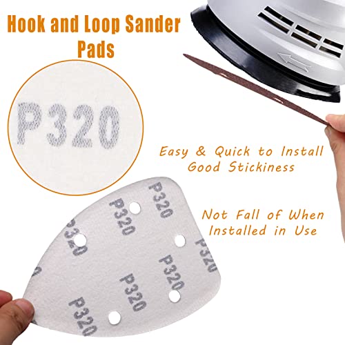 60 Pcs 320 Grit Mouse Detail Sander Sandpaper, Aluminum Oxide Mouse Sander Pads 5 Hole Palm Sander Pads Sanding Sheets for 140mm Mouse Sander - size: 320 Grit