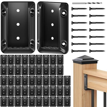 50 Pcs Toscoco Deck Railing Brackets for 2×4 (Actual 1.5" × 3.5") Wood Rail