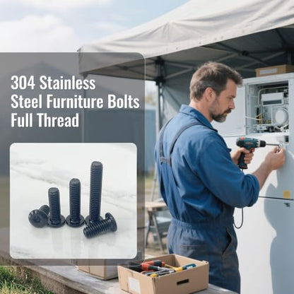 1/4-20 Bolt, 1/4-20 x 1-1/4" (20 Pcs) Flat Head Hex Socket Cap Screws Bolts, Black Oxide 304 Stainless Steel 18-8 Furniture Bolts, Fully Threaded Machine Thread, Bright Finish with Hex Spanner - size: 1/4-20 x 1-1/4" (20 Pack)