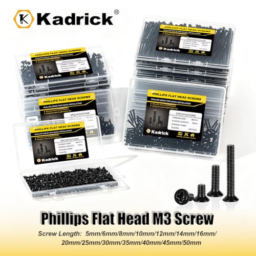 KADRICK M3 x 40mm Countersunk Screws, 170PCS, M3 Flat Head Screws - size: M3x40mm 170PCS