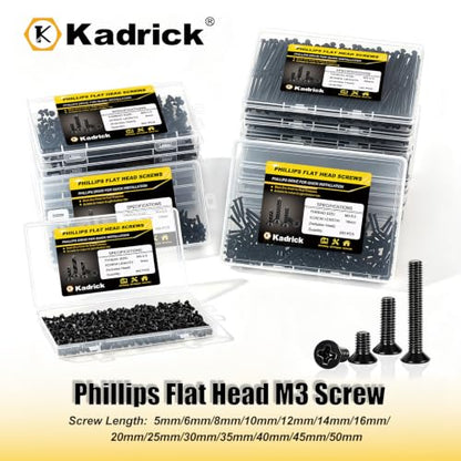 KADRICK M3 x 40mm Countersunk Screws, 170PCS, M3 Flat Head Screws - size: M3x40mm 170PCS