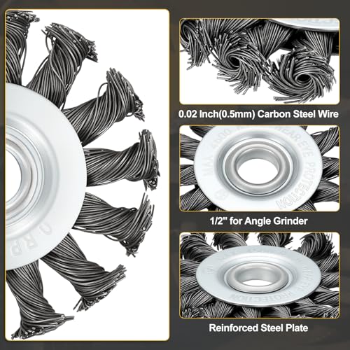 DTGN 3 Inch Wire Wheel Brush for Grinder with 1/2" Arbor
