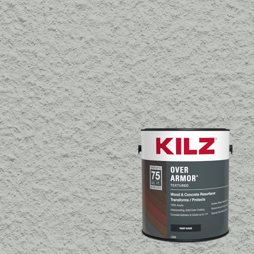 KILZ Over Armor Textured Solid Coating Resurfacer, Cape Cod, 1 Gallon - color: Cape Cod Gray, style: Textured
