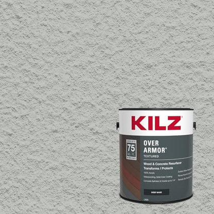 KILZ Over Armor Textured Solid Coating Resurfacer, Cape Cod, 1 Gallon - color: Cape Cod Gray, style: Textured
