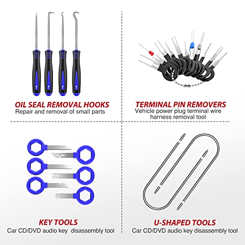 Nilight Trim Removal Tool 102 Pcs, Auto Push Pin Bumper Retainer Clip Set - color: 102 Clips+ Remover Tools Blue