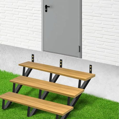 Steel Stair Stringer 3 Step, Metal Stair Stringers for Deck Height 27 inches, Steel Stair Step Riser for Outside Stairs 3 Pack - size: 3 Step
