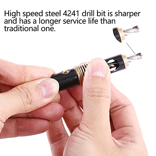 Watris Veiyi Self Centering Hinge Drill, Hex Shank Centering Bits, 5mm&1/4"