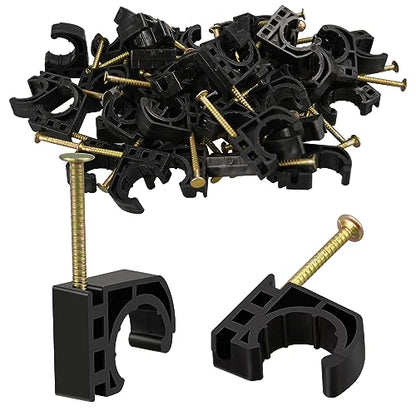 50 Pack 1/2" Half Clamps J-Hook with Nails Set - color: 50pcs J-hooks, size: 1/2 Inch