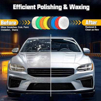 Polishing Pad 7.5 Inch 8 Pcs Foam Buffing Pads Kit with Wool Pads - size: 7.5 inch