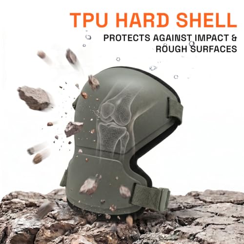 GRITR Knee Pads - Heavy Duty Knee Protectors, Improved, Green - color: Ranger Green