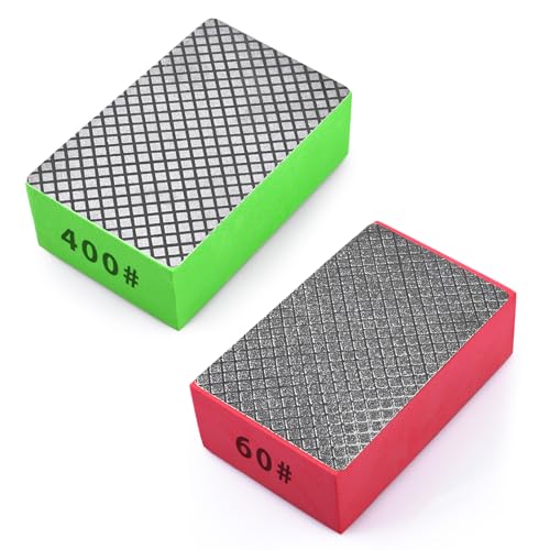 2pcs Diamond Hand Polishing Pads for Ceramic Tile Glass Grinding,Sanding Blocks Polishing 60#,400# - size: 2PCS-60#-400#