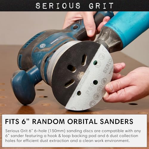 Serious Grit - 6-Inch 49-Hole Sanding Discs - P80-220 Assortment - 10 Pack - size: 6-Inch 6-Hole