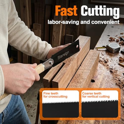 3 Pack Hand Saw Set with 2 Ergonomic Handles, Includes Japanese Pull Saw & Multi-Purpose Blade, Heavy Duty Woodworking Tool for DIY, Carpentry, Cutting Wood & Plastic