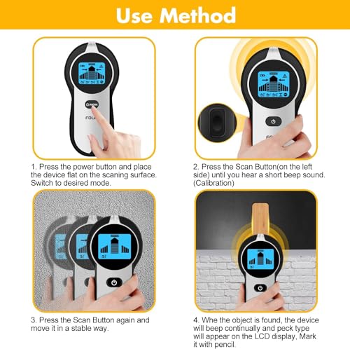Stud Finder Wall Scanner 5 in 1 Upgraded Electronic Wall Scanner with Battery for Wood Metal and AC Wire Detection,HD LCD Display and Audio Alarm, Blue