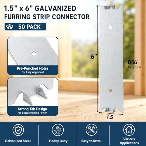 ZAVOOS 50 Pack 1.5 x 6 Inch Nail Plates for Wood Studs
