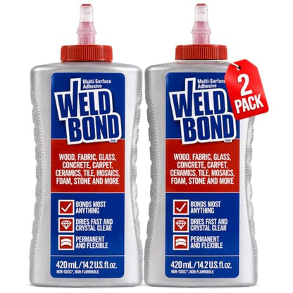 Weldbond Multi-Surface Glue Non-Toxic for Mosaic Wood Craft 14.2oz (2 Pack) - size: 2-pack