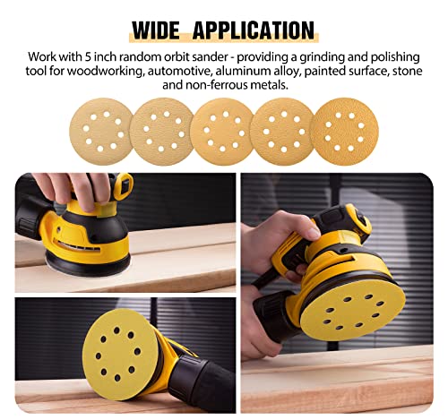 S SATC Sanding Disc 5Inch Sanding Disc Hook and Loop 8 Hole 320 Grit Sandpaper 100 PCS for Fine Finishing